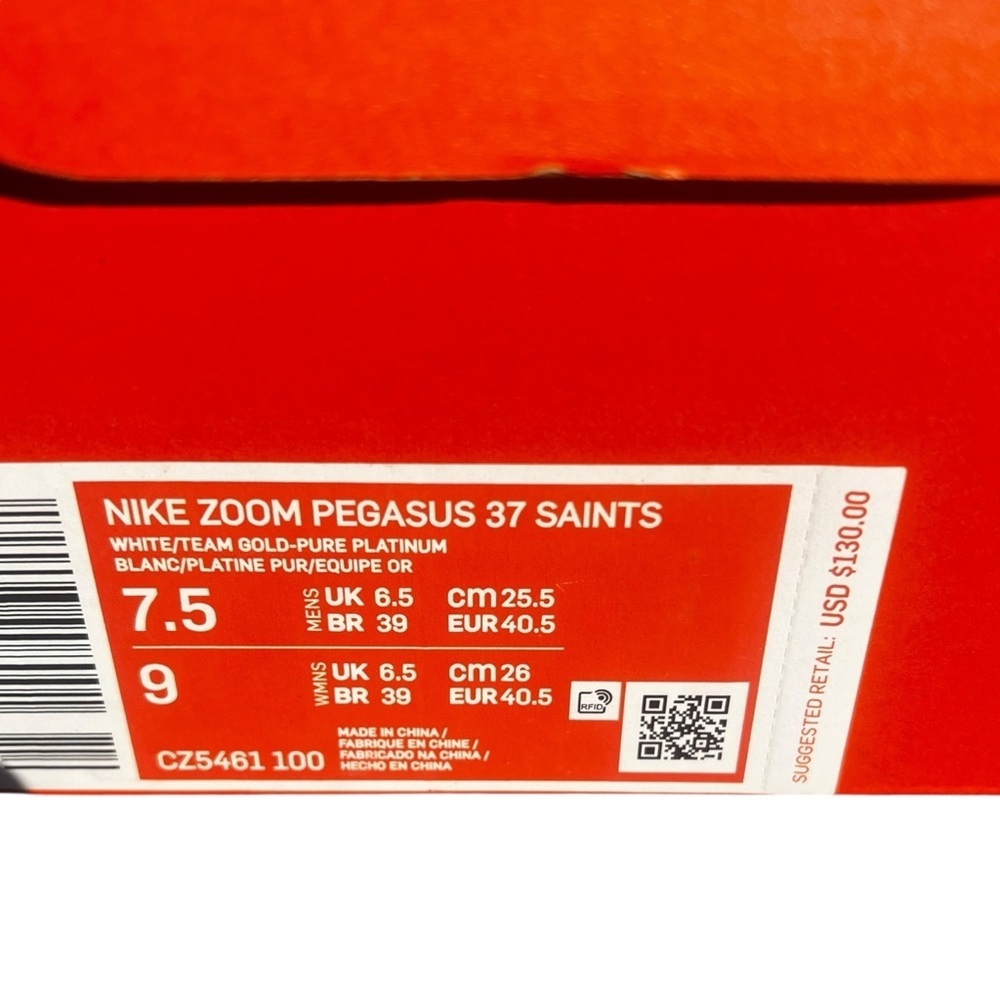 Nike Zoom Pegasus 37 Saints SPECIAL EDITION Shoes NIB Women’s 9 men’s 7.5 - Picture 4 of 8